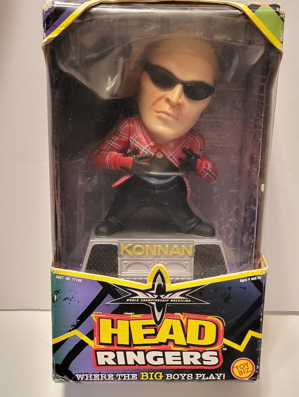 Vintage 1999 Toy Biz WCW Head Ringers Konnan Action Figure – New In Box